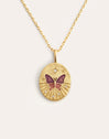 Medallion Butterfly Rose Gold Necklace