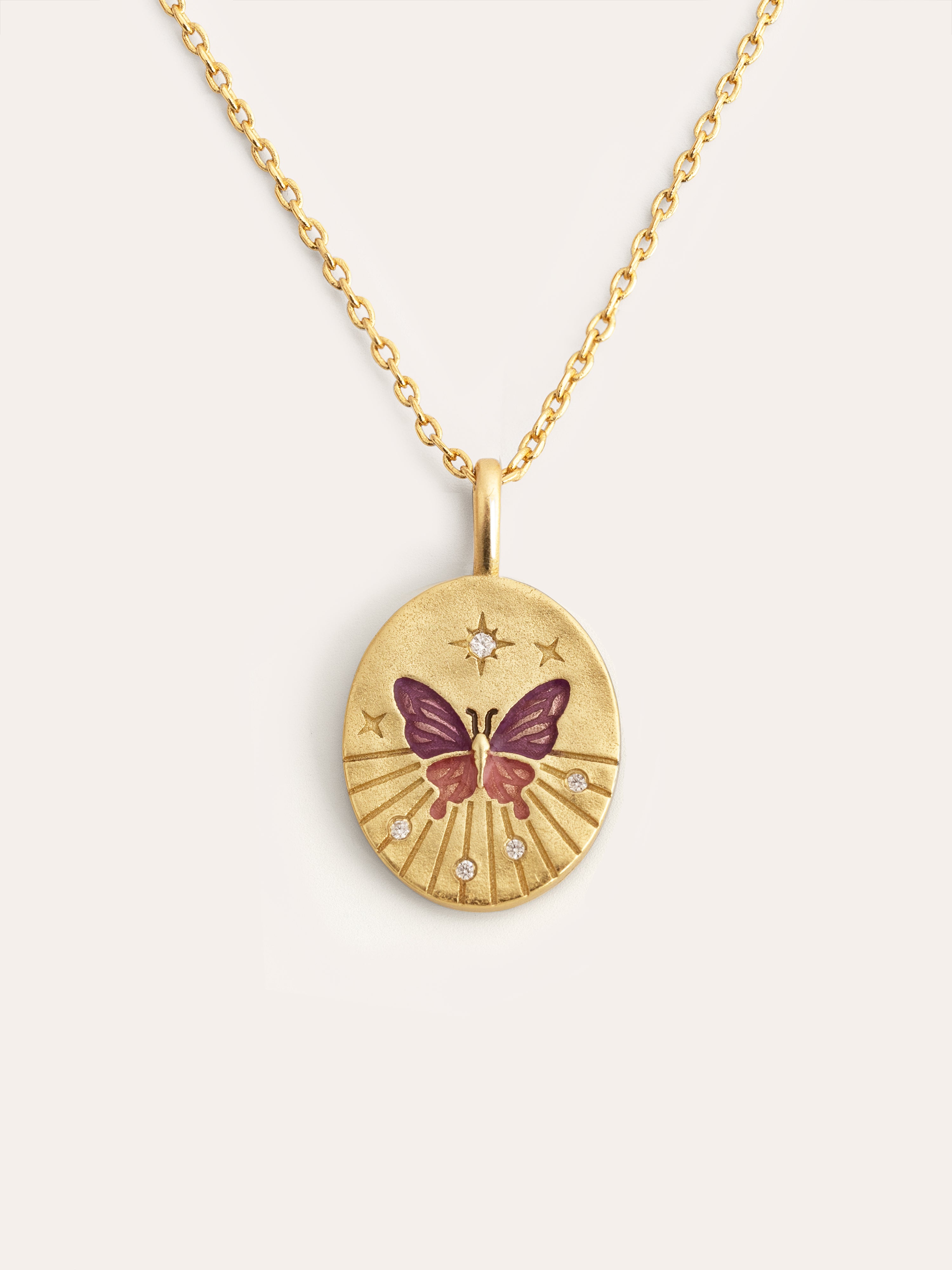 Medallion Butterfly Rose Gold Necklace