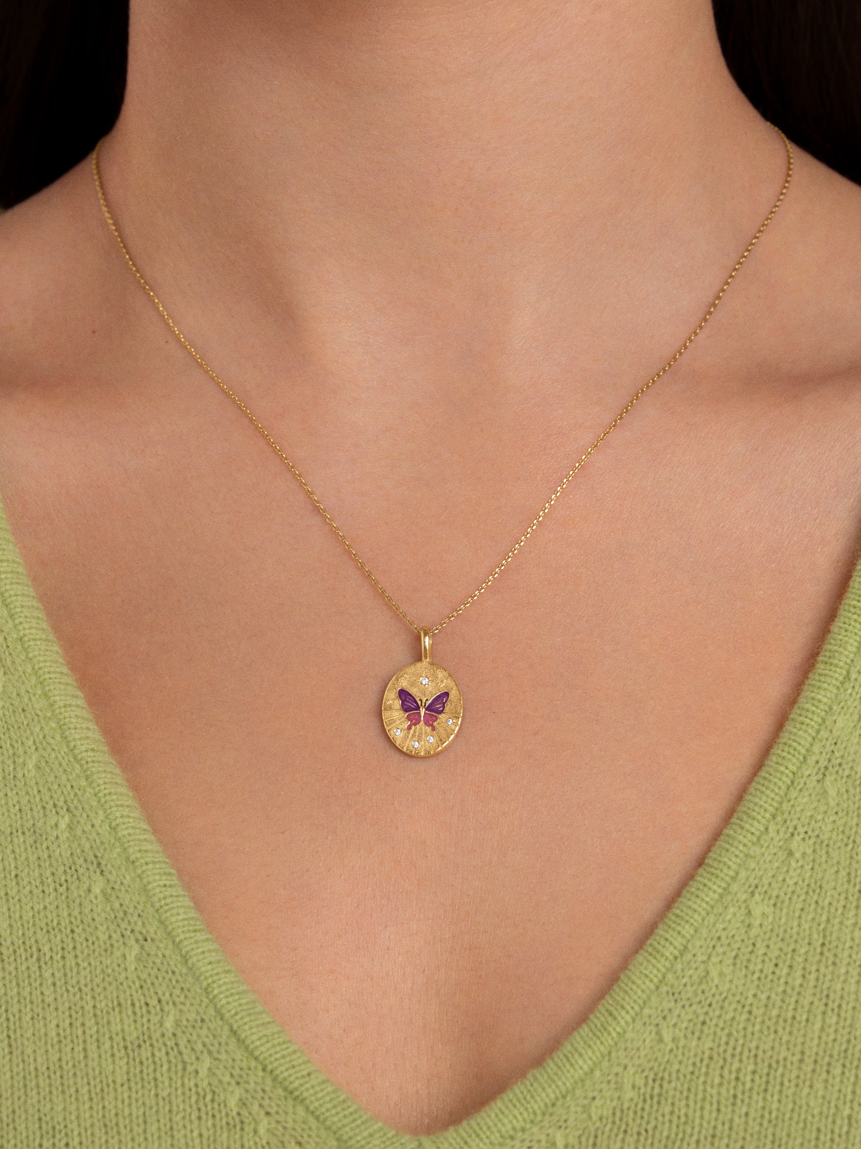 Medallion Butterfly Rose Gold Necklace