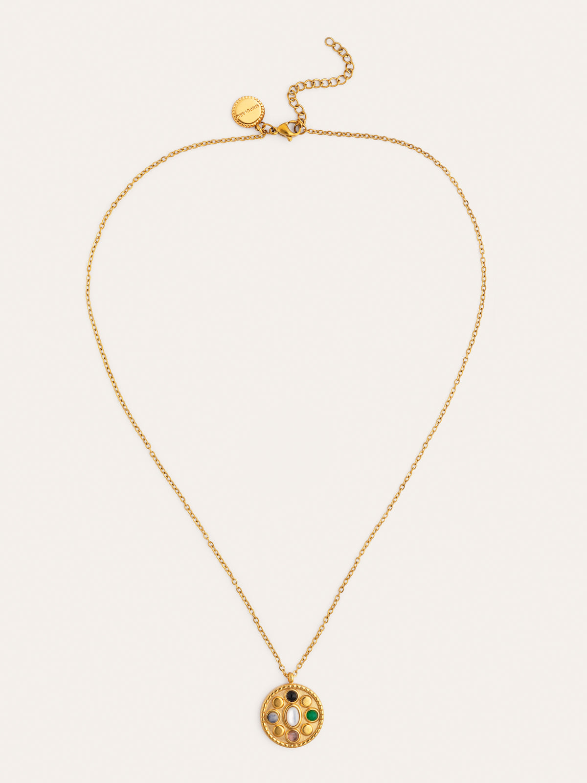 Colar Medallion Five Stones Mística Aço Banho a Ouro - vista 5