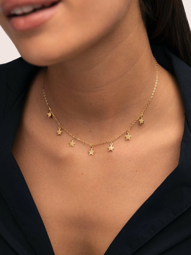 Mini-Sterne-Halskette Edelstahl mit Goldbeschichtung