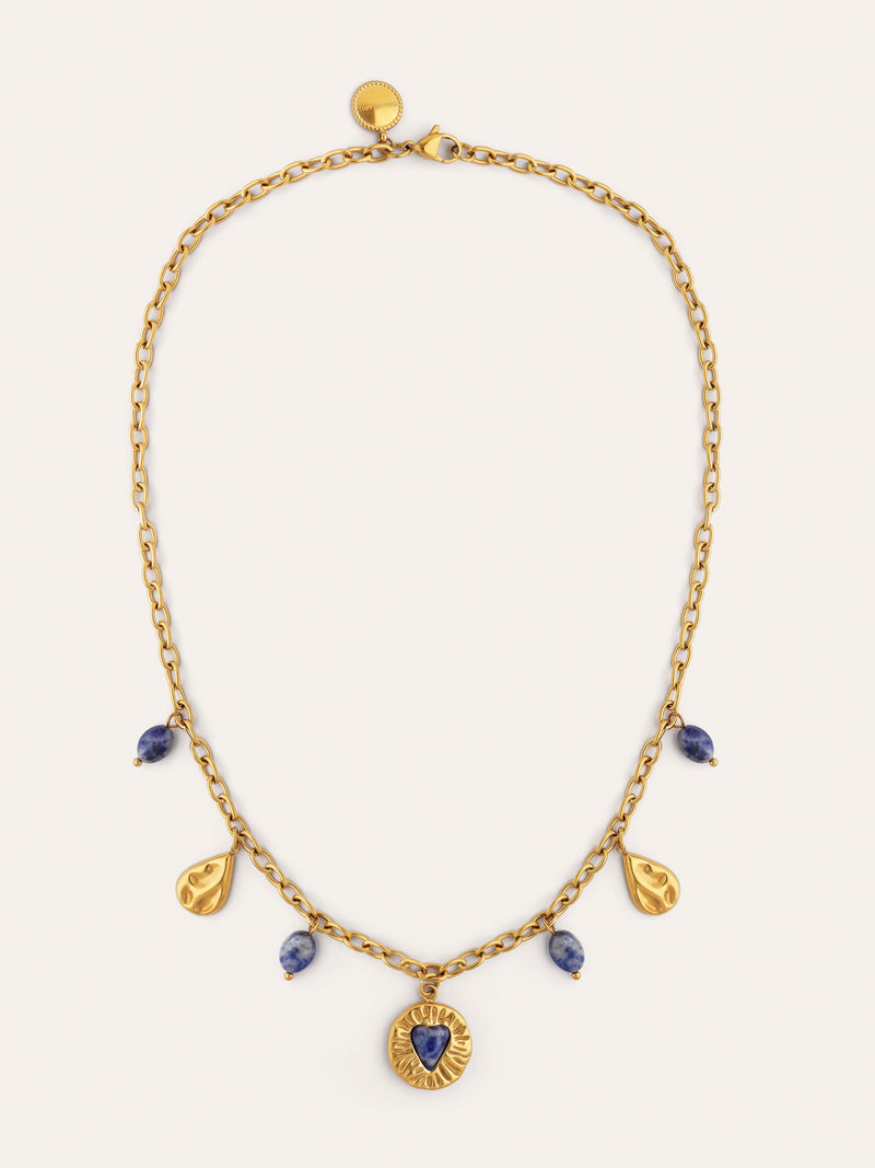 Collana Multicharms Denim Cianite in Acciaio Placcato in Oro