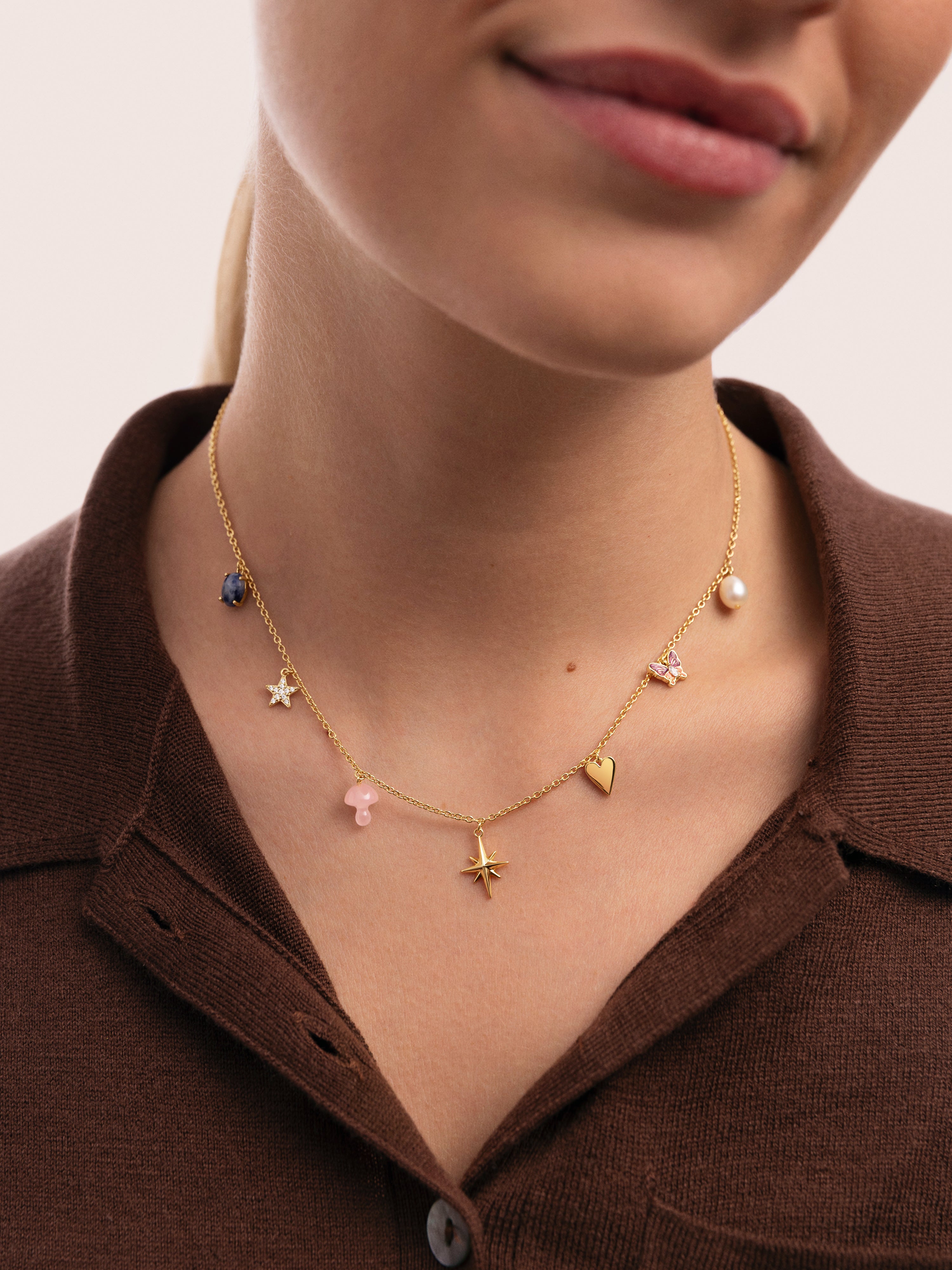 Collar Multicharms Fairy Tale Baño Oro