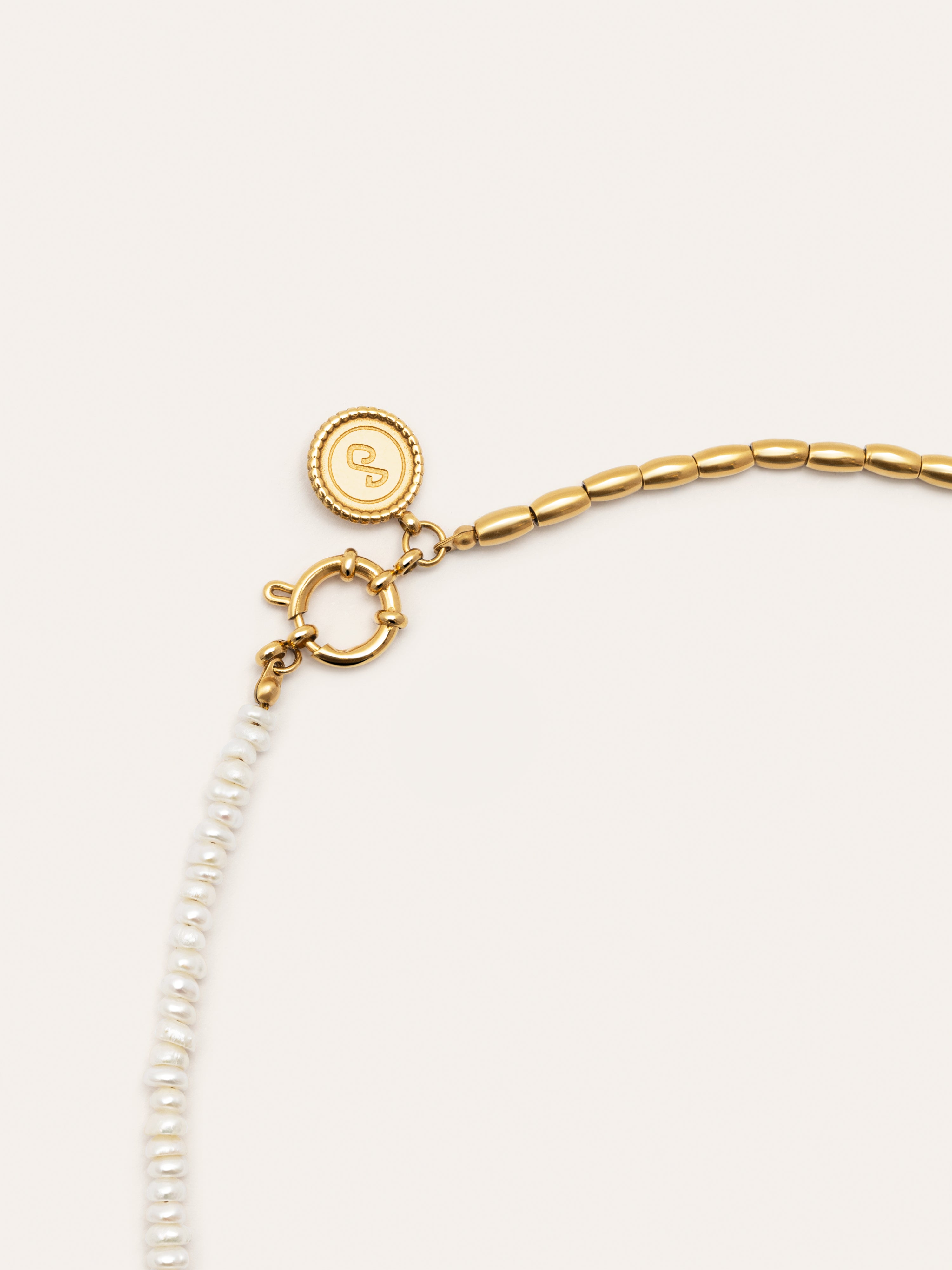 Collar New Pearl Acero Baño Oro