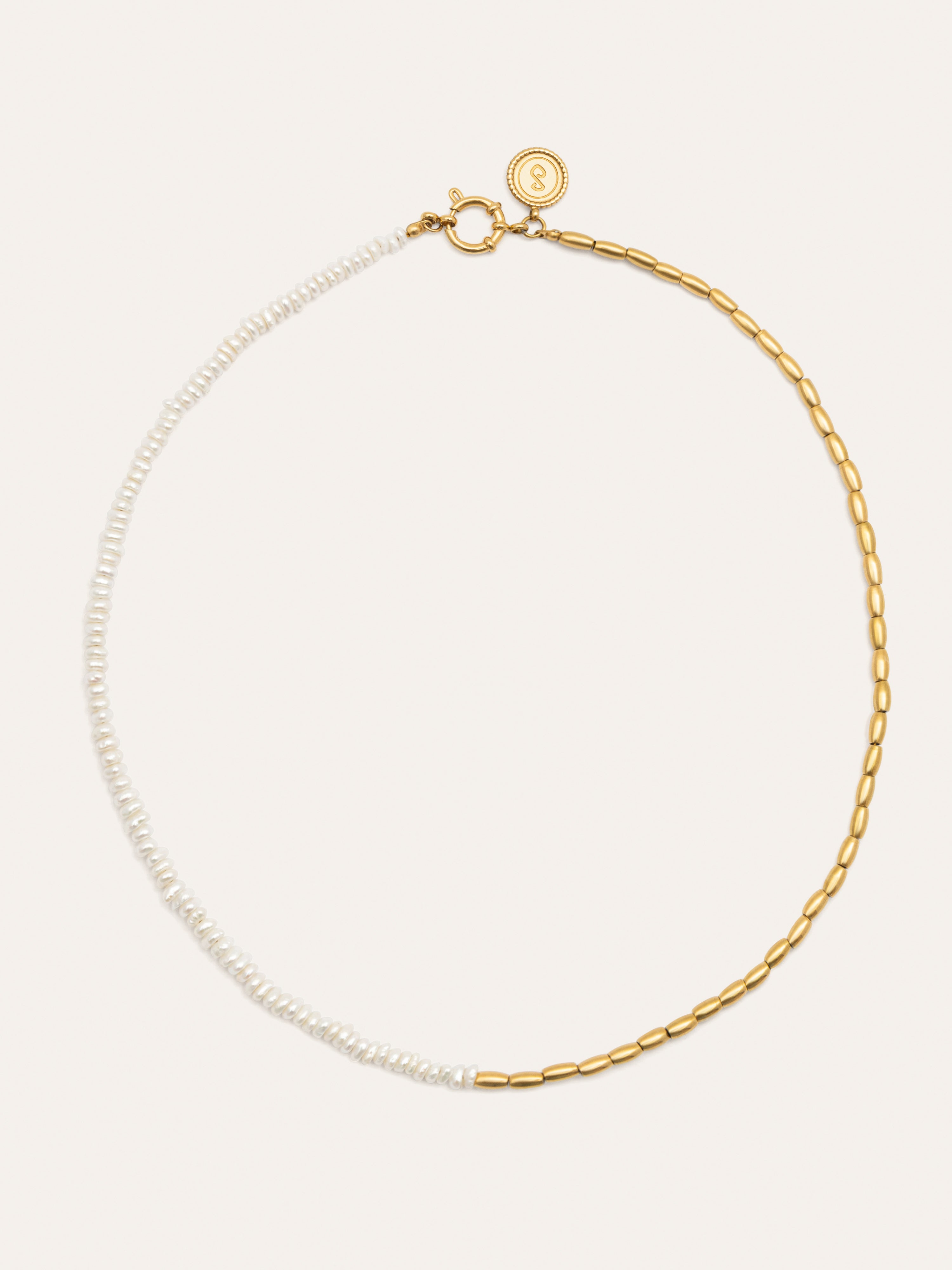 Collar New Pearl Acero Baño Oro