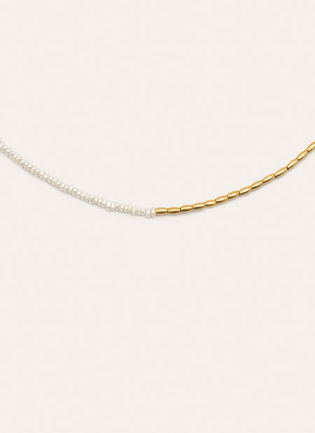Collar New Pearl Acero Baño Oro