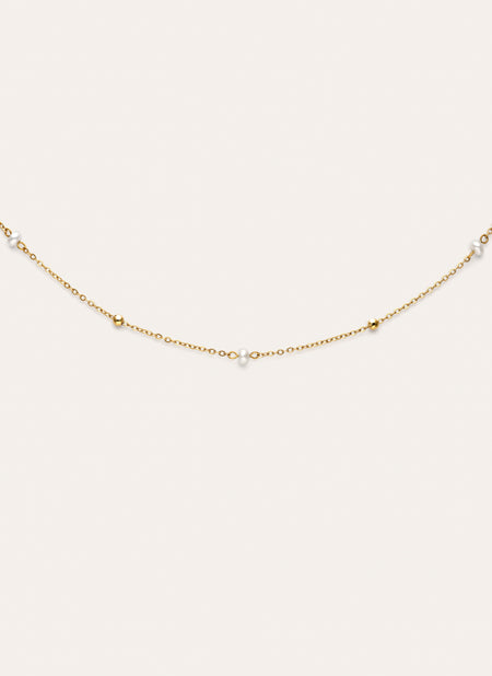 Pearl Dots Halskette Edelstahl, vergoldet