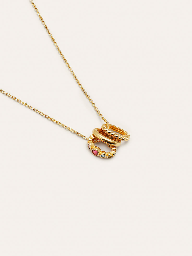 Collar Pebble Family Colors Baño Oro