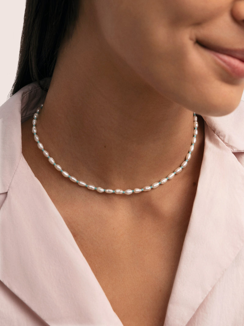 Collar Pompeya Turquesa Acero Baño Oro