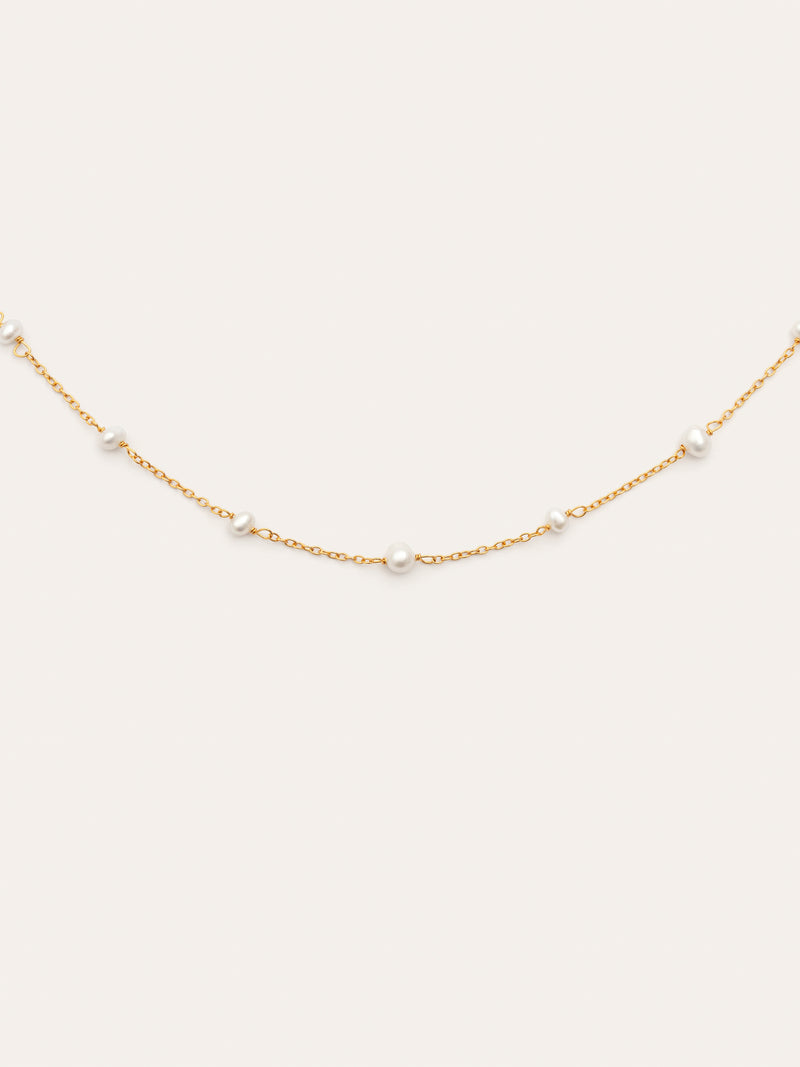 Collar Pearl & Pearls Plata Baño Oro