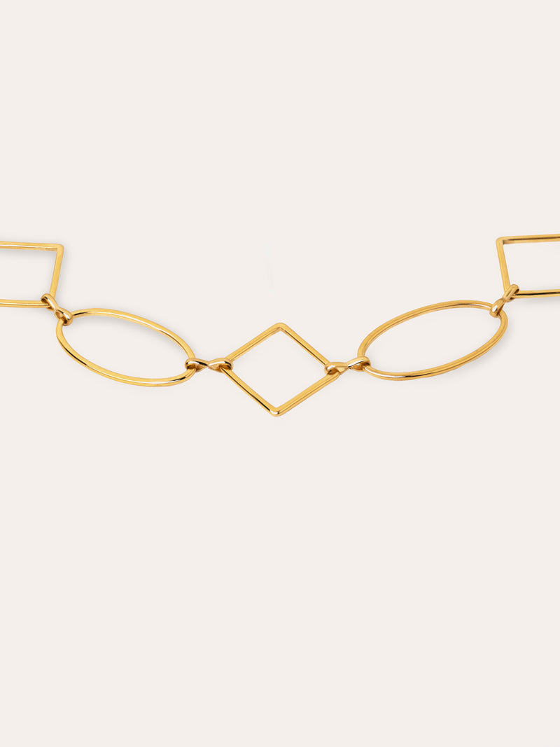 Rhomb & Oval Halsband Edelstahl, vergoldet