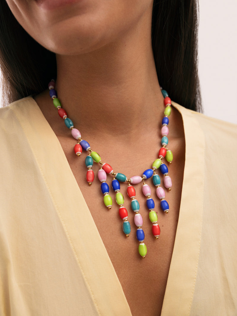 Collar Sahara Color Acero Baño Oro
