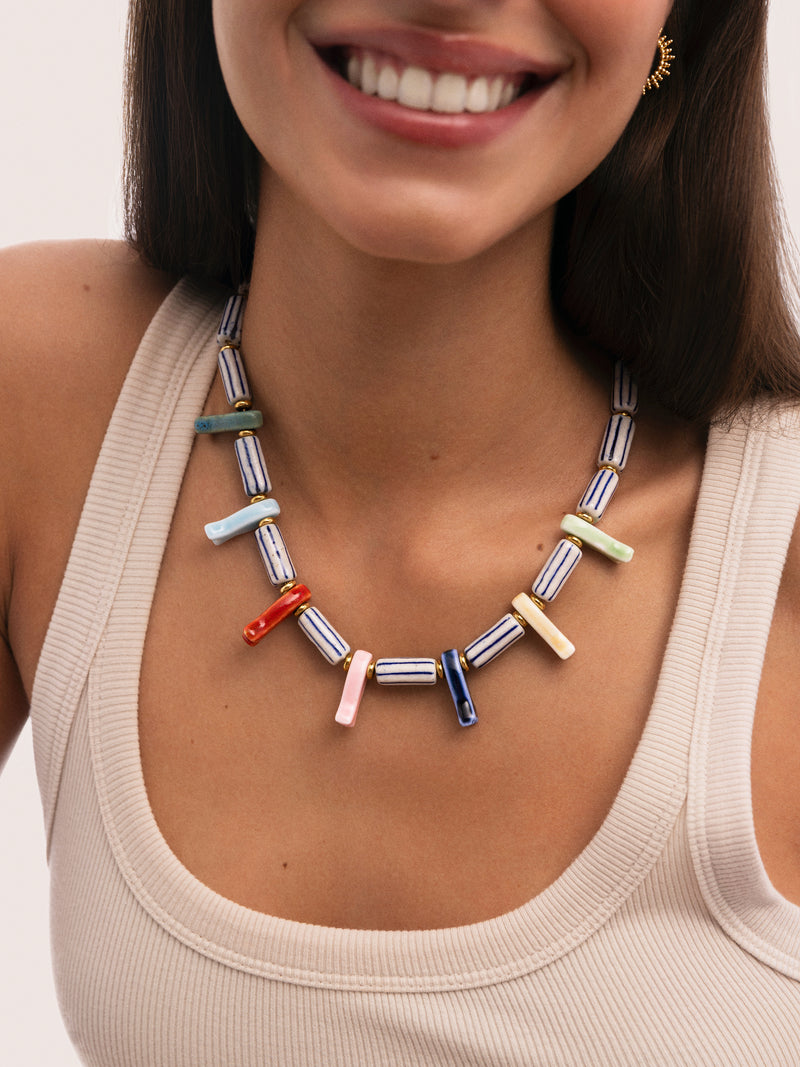Collar Santorini Acero Baño Oro