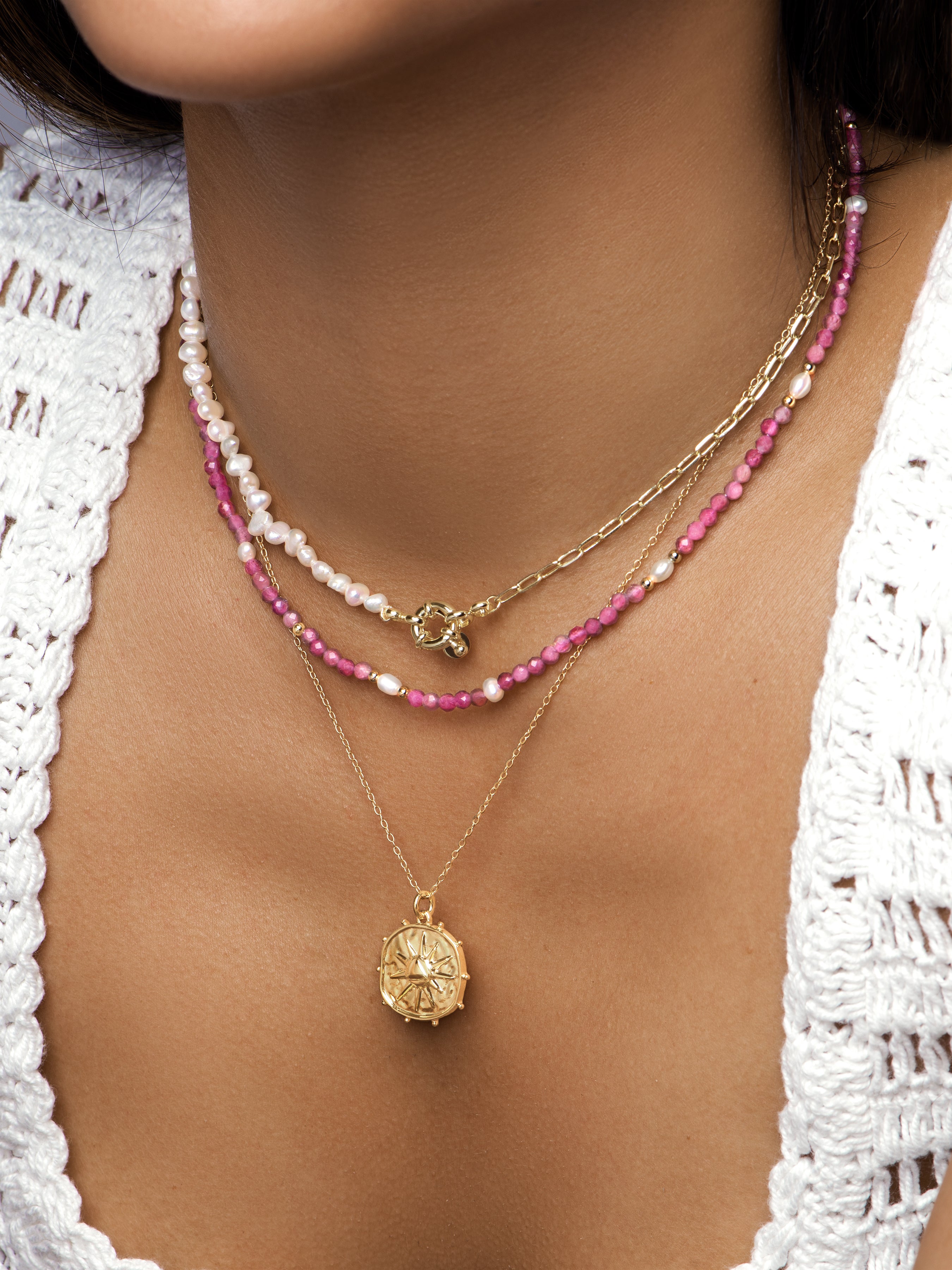 Solstice Sun Necklace 18kt Gold Plated