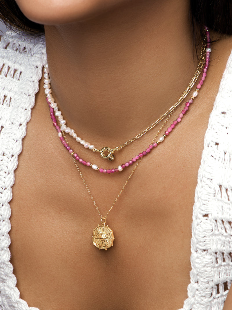Solstice Sun Necklace 18kt Gold Plated
