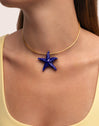 Choker Starfish Blue Acero Baño Oro
