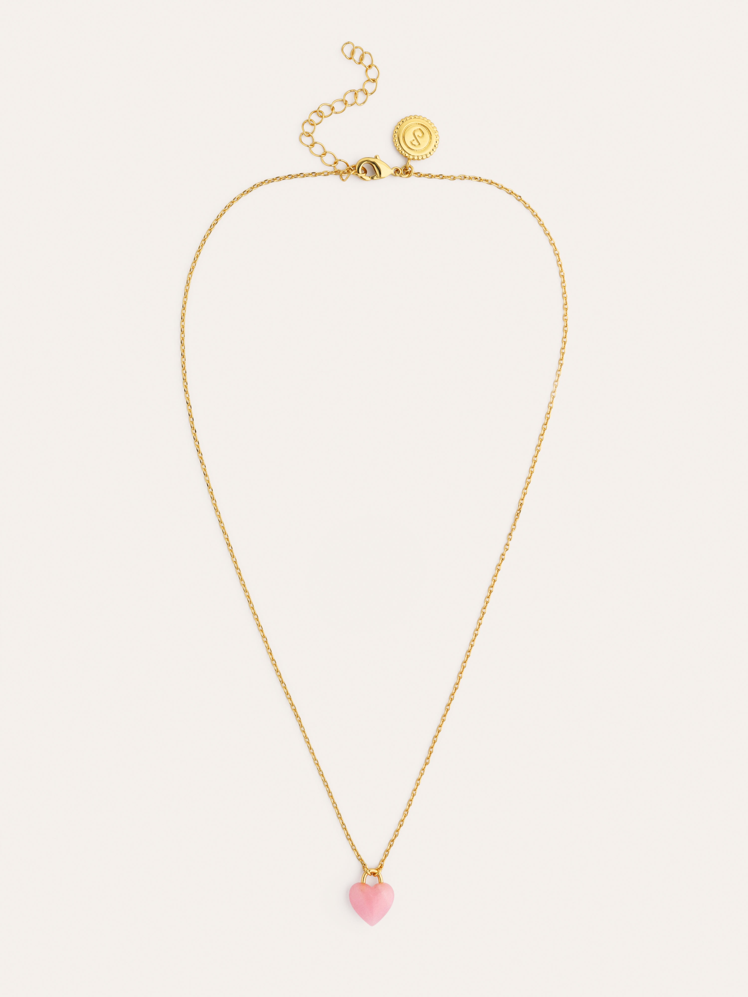 Collar Sweet Heart Pink Stone Baño Oro