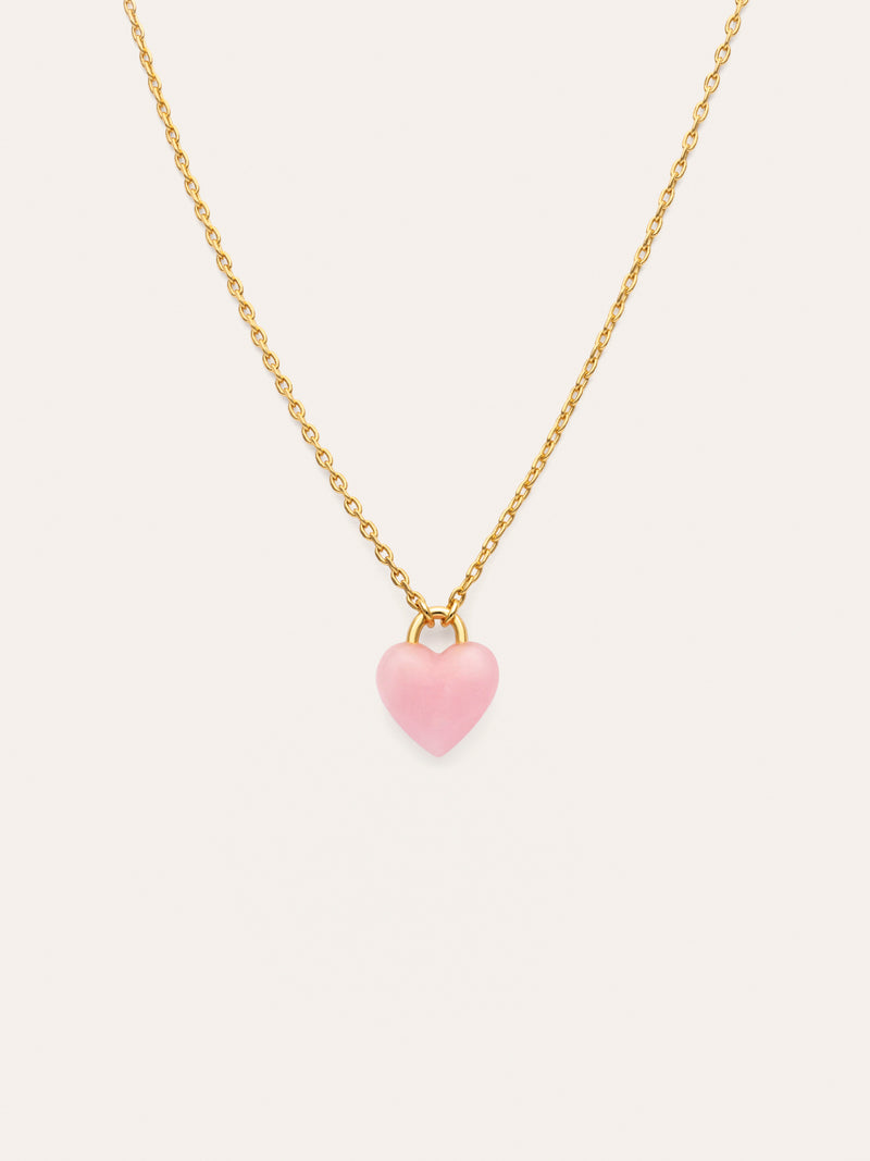 Collar Sweet Heart Pink Stone Baño Oro