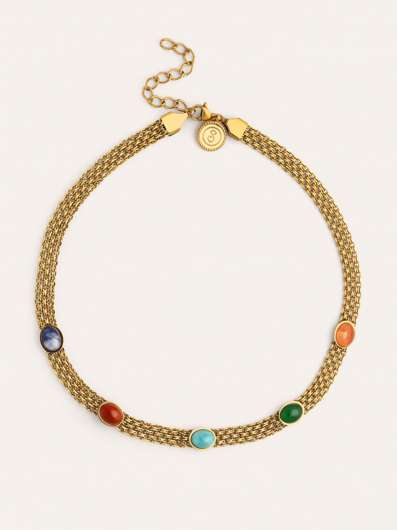 Choker Tape Stones Acero Baño Oro