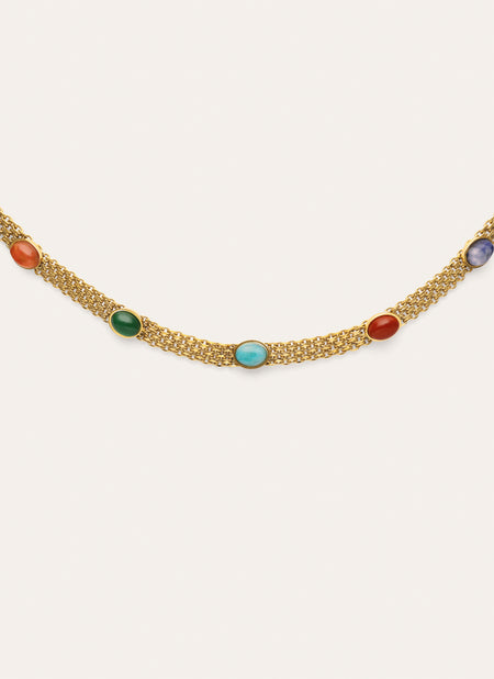 Choker Tape Stones Aço Banho de Ouro