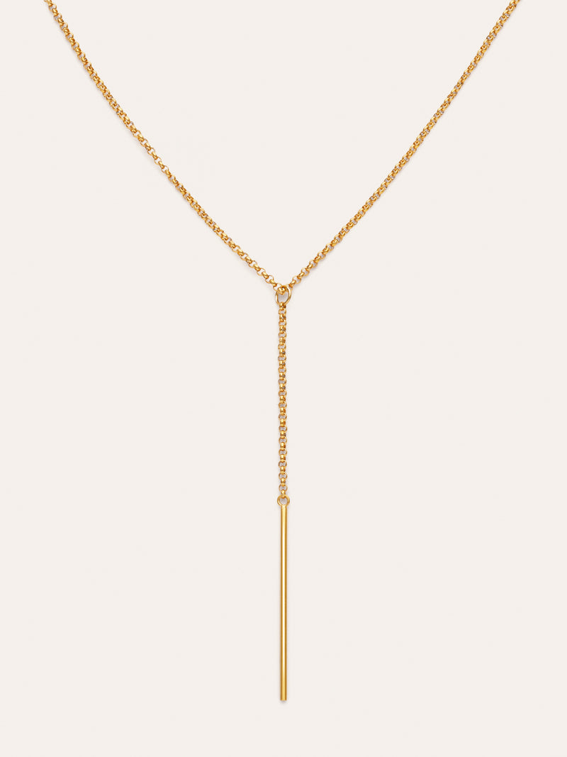 Collier Y Stick en acier plaqué or