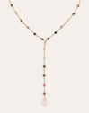 Y Tourmaline Stone Stainless Steel Gold Necklace