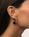 Carmen True Black Stainless Steel Gold Hoop Earrings