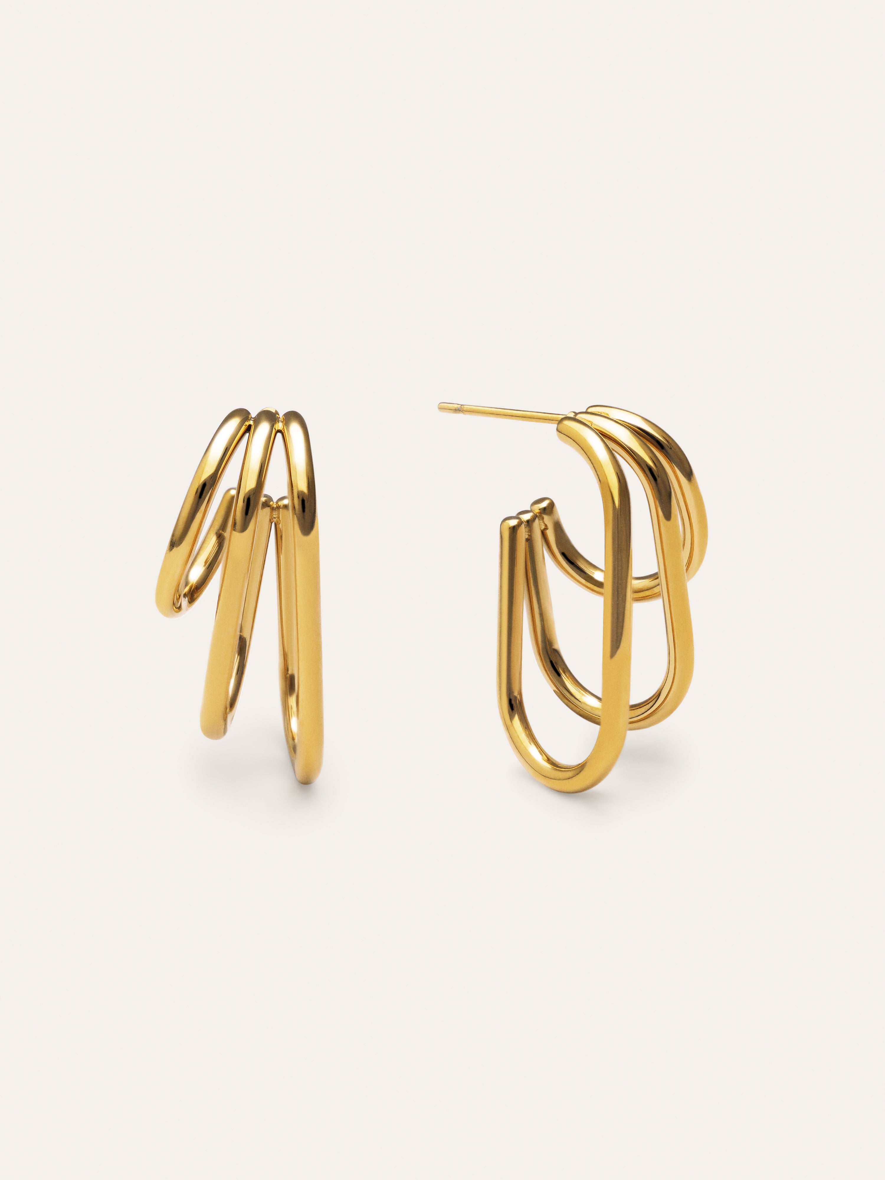 Pendientes Aro Claw Triple Acero Baño Oro