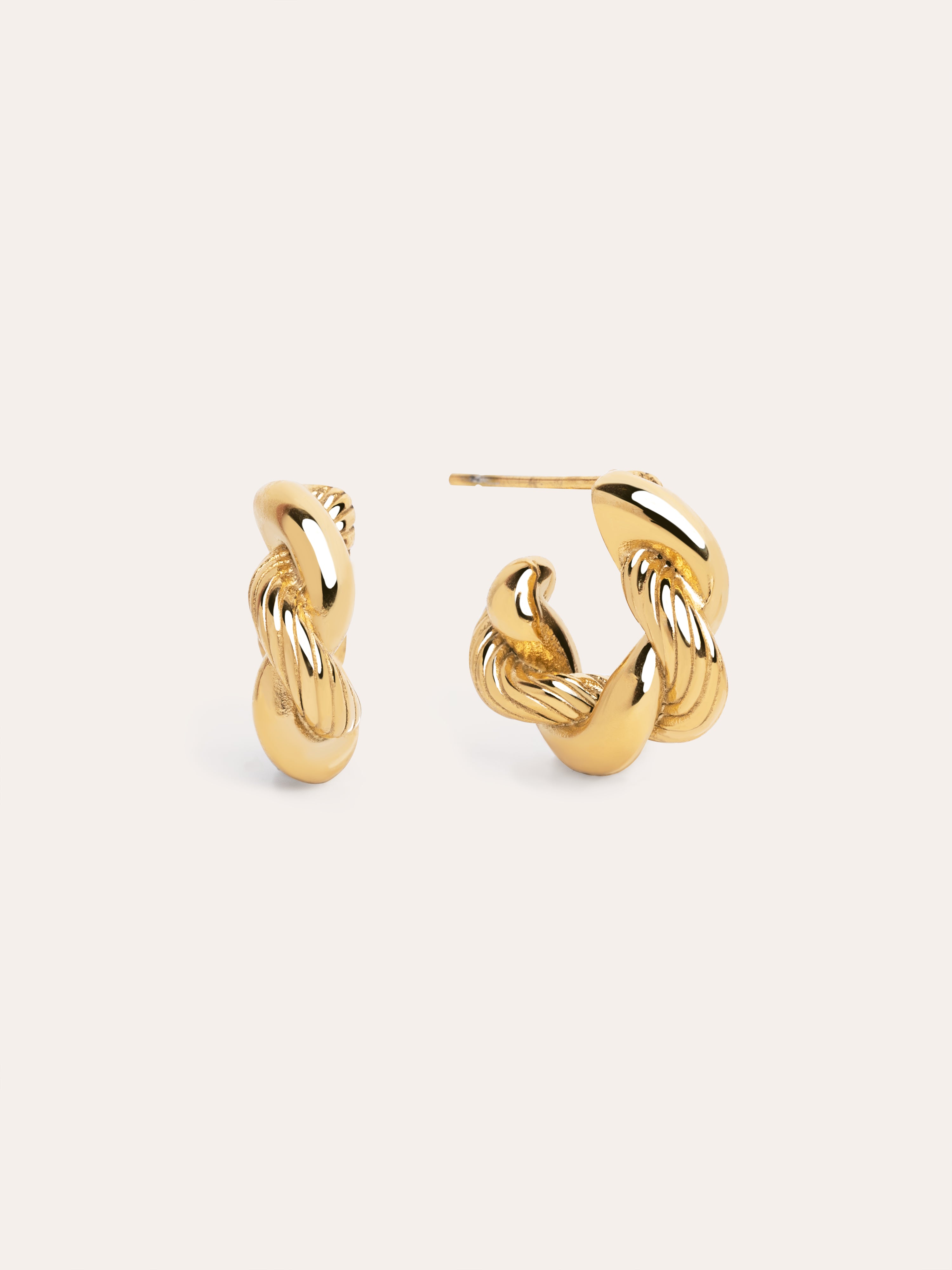 Pendientes Aro Mini Twist Rope Acero Baño Oro