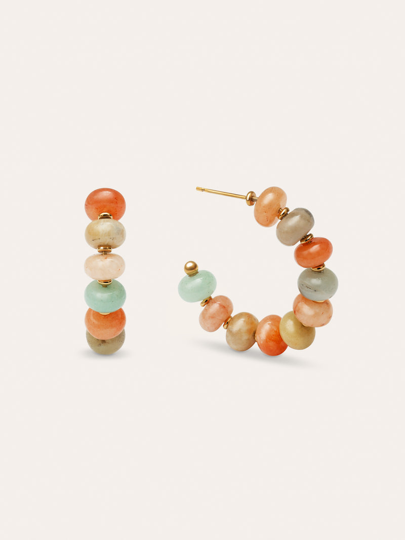 Pendientes Aro Ámbar Stones Acero Baño Oro