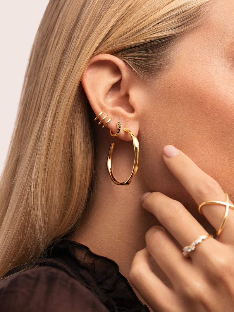 Cleo M Black Gold Hoop Single Earring