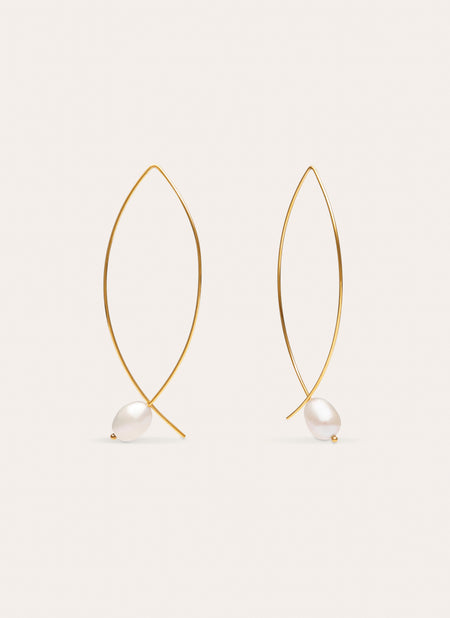 Boucles d'oreilles Arch Bean Perle Acier Plaqué Or
