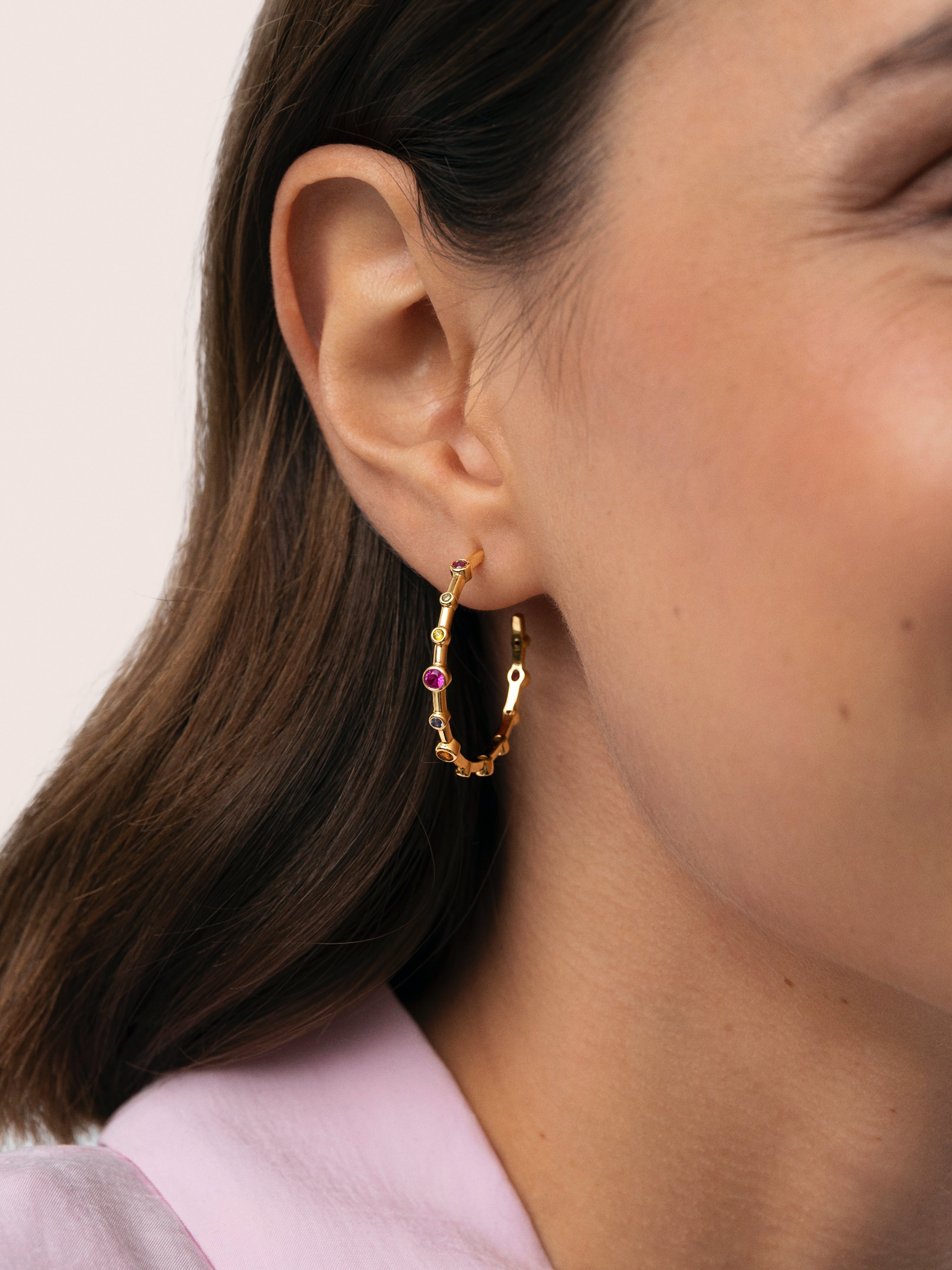 Rainbow Bubbles L Creolen, vergoldet