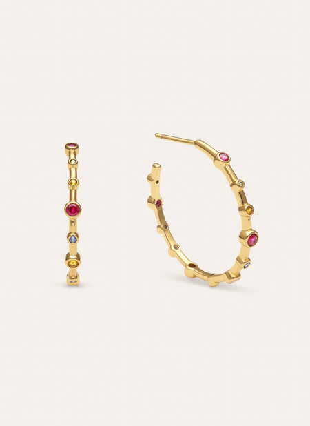 Rainbow Bubbles L Creolen, vergoldet