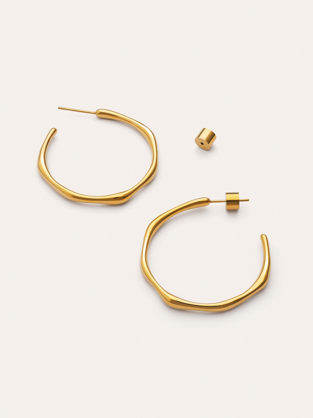 Imagen detalle de Bambus Creolen Ohrringe Edelstahl mit Goldbeschichtung
