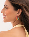 Brincos Argola Color Stones Aço Banhado a Ouro