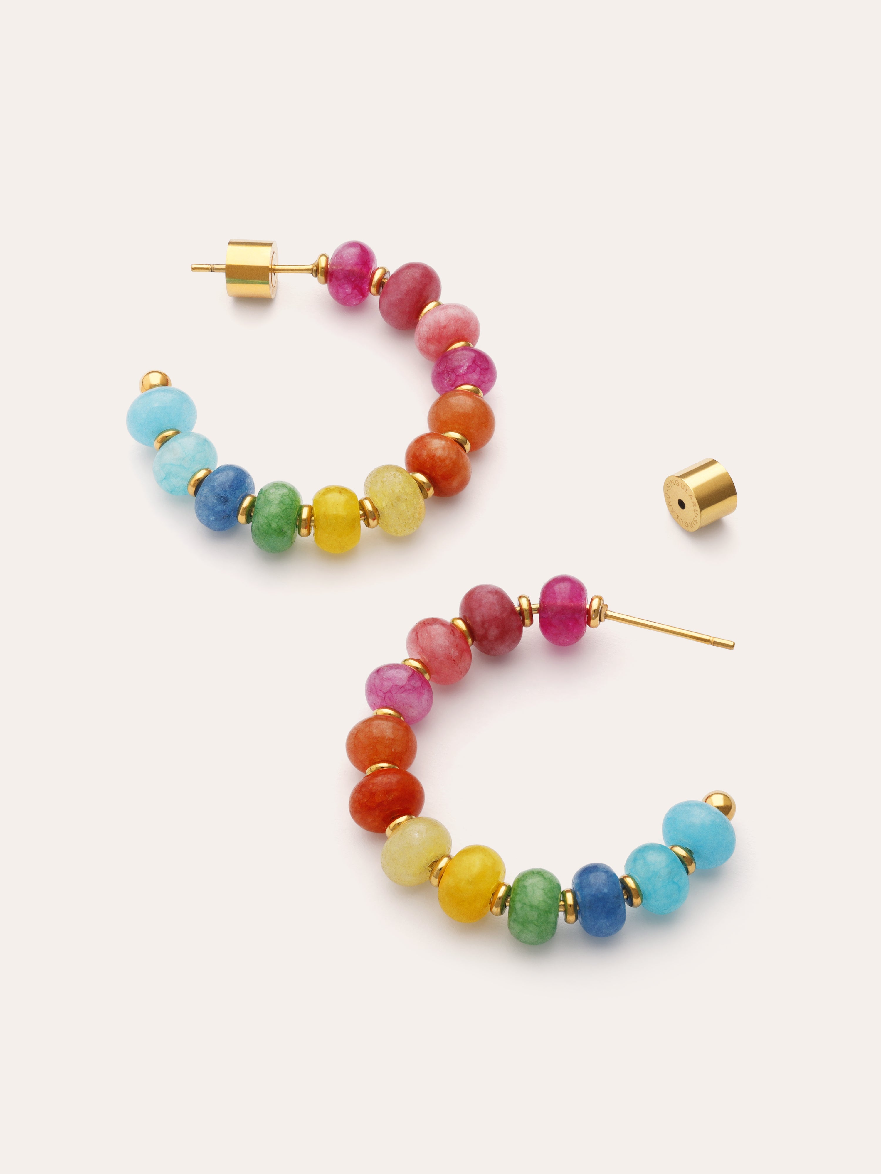 Brincos Argola Color Stones Aço Banhado a Ouro