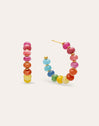 Brincos Argola Color Stones Aço Banhado a Ouro