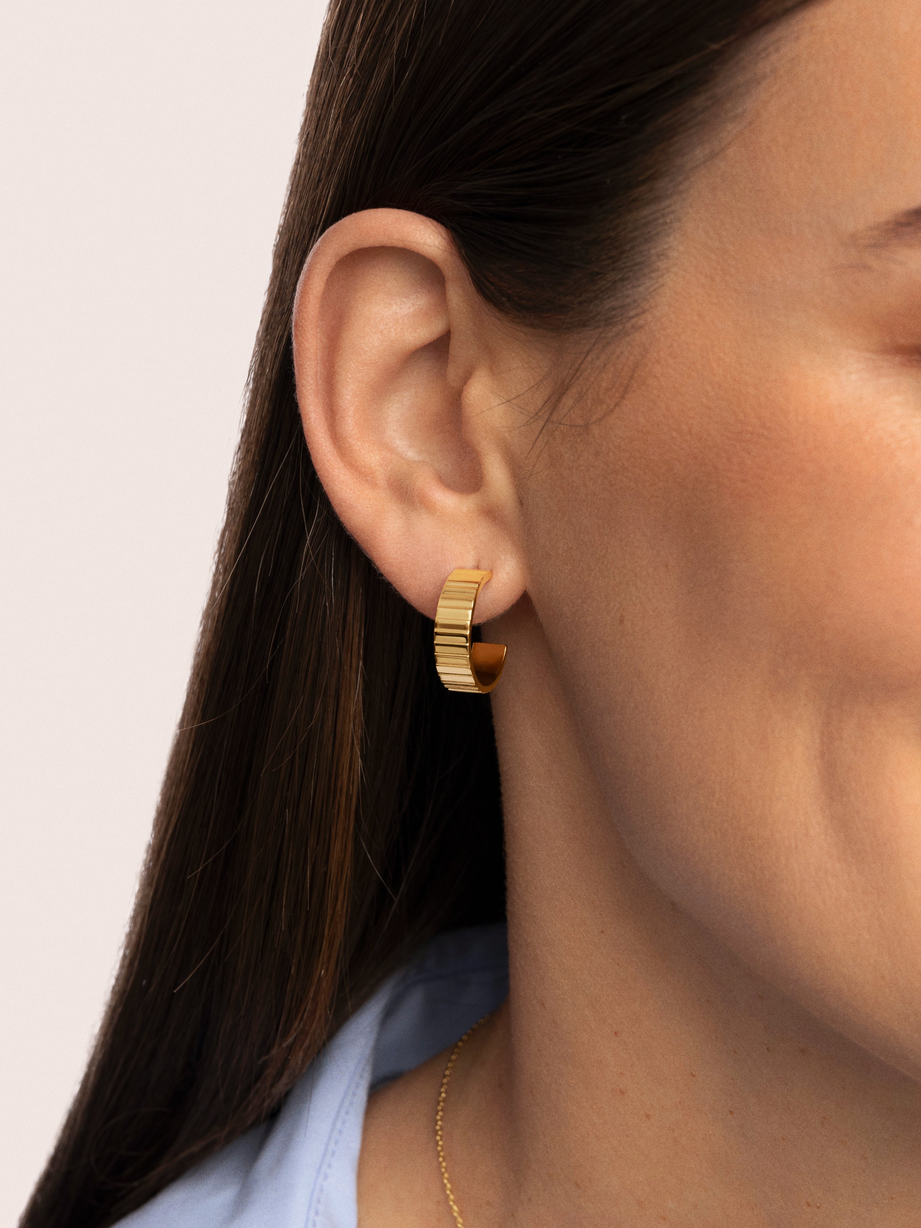 Pendientes Aro Gear Acero Baño Oro