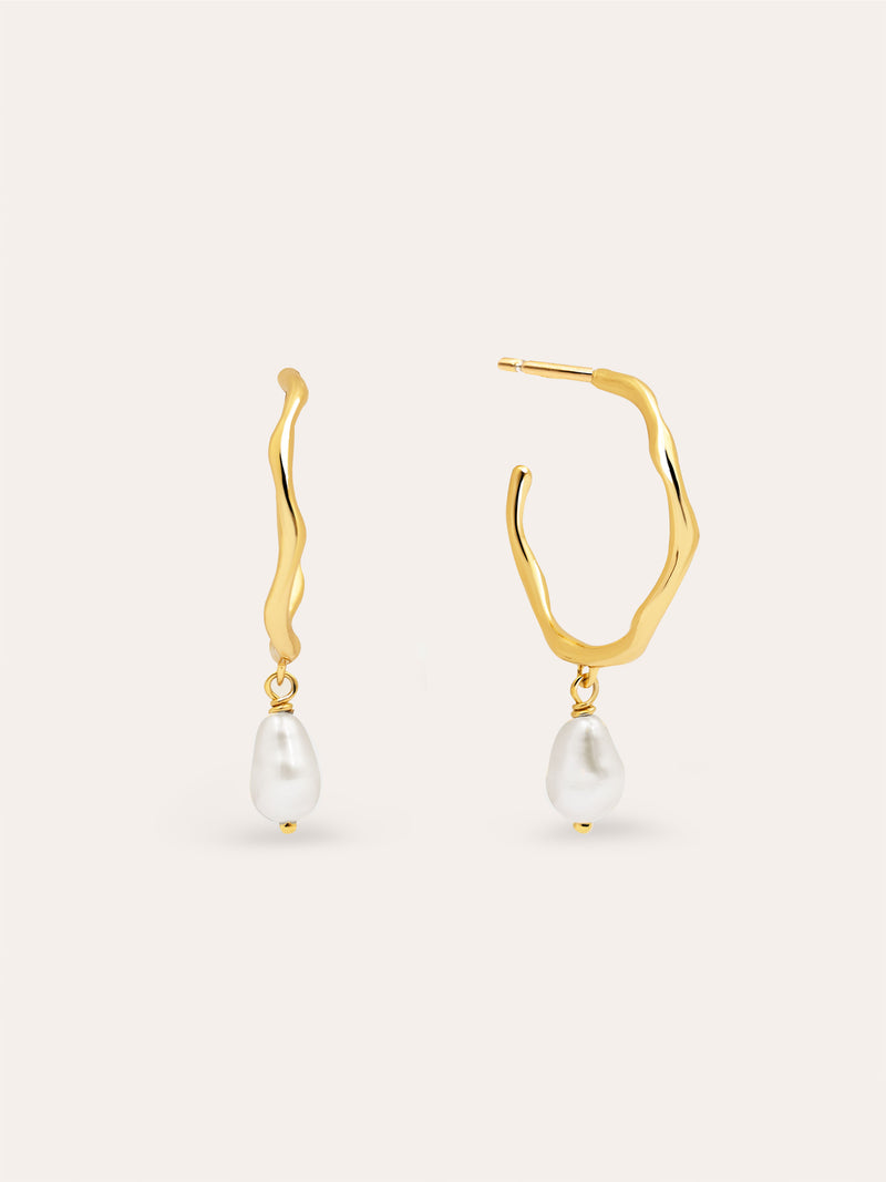 Brincos de Argola Menorca Pearl Banho de Ouro
