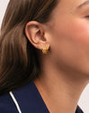 Mini Sierpe Gold Plated Hoop Earrings - puesto en modelo