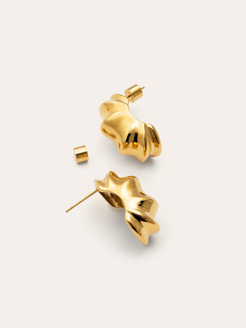 Pendientes Aro Puff Acero Baño Oro