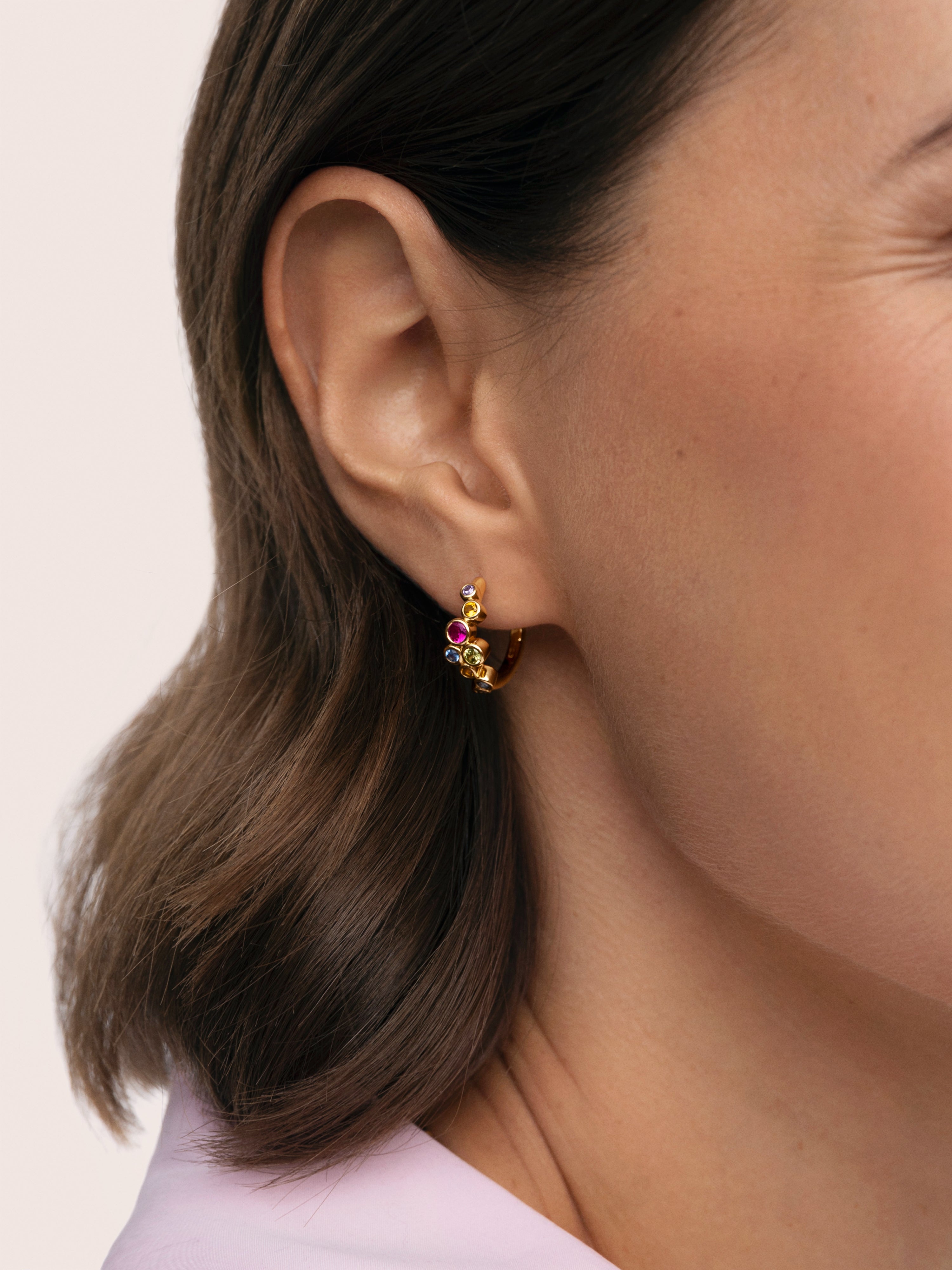 Rainbow Bubbles S Creolen, vergoldet