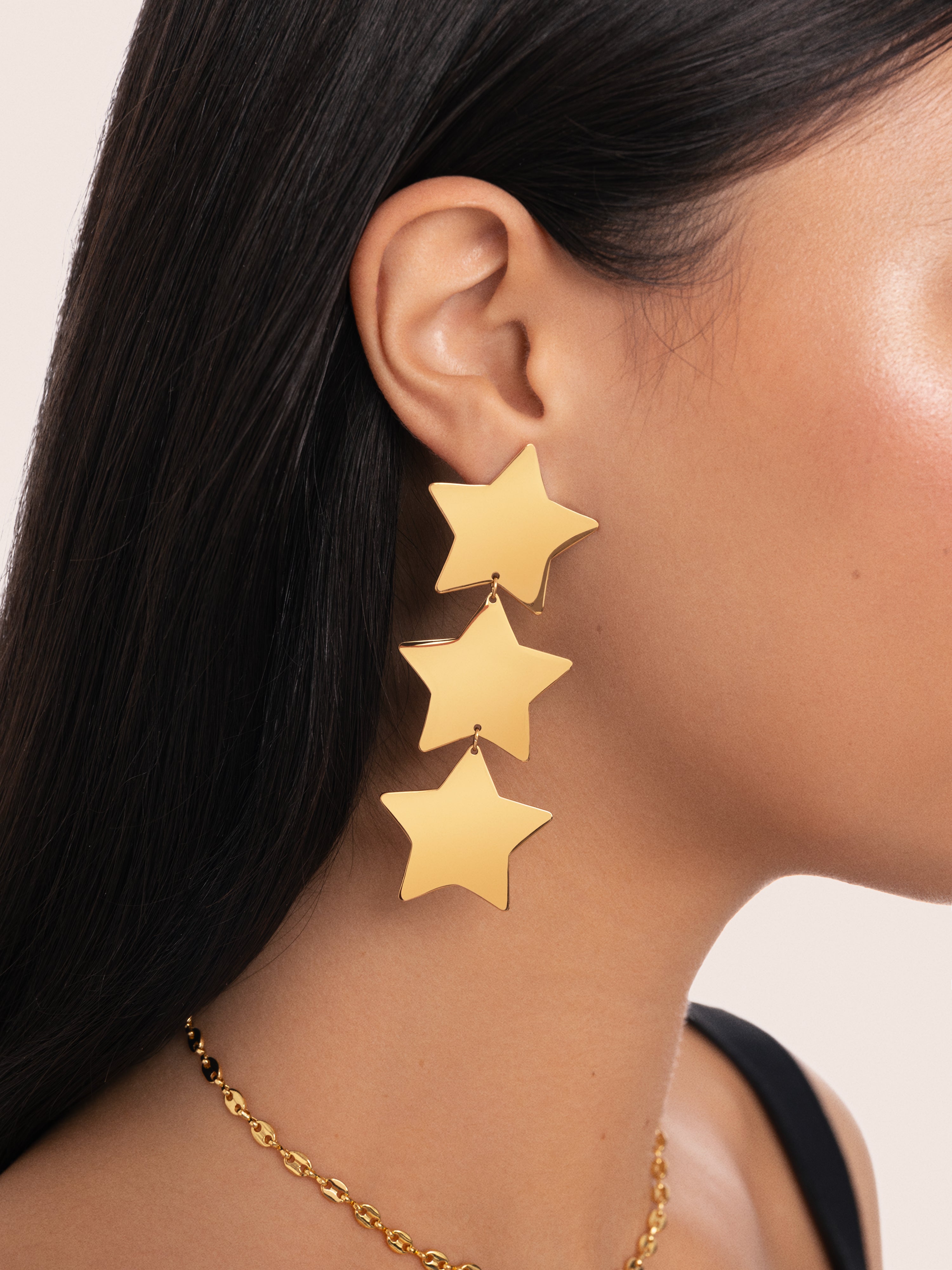 Pendientes Big Stars Acero Baño Oro