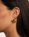 Boucle d'oreille seule Créole Cléo M Noir Plaqué Or