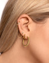 Pendiente Suelto Doble Twist Plata Baño Oro
