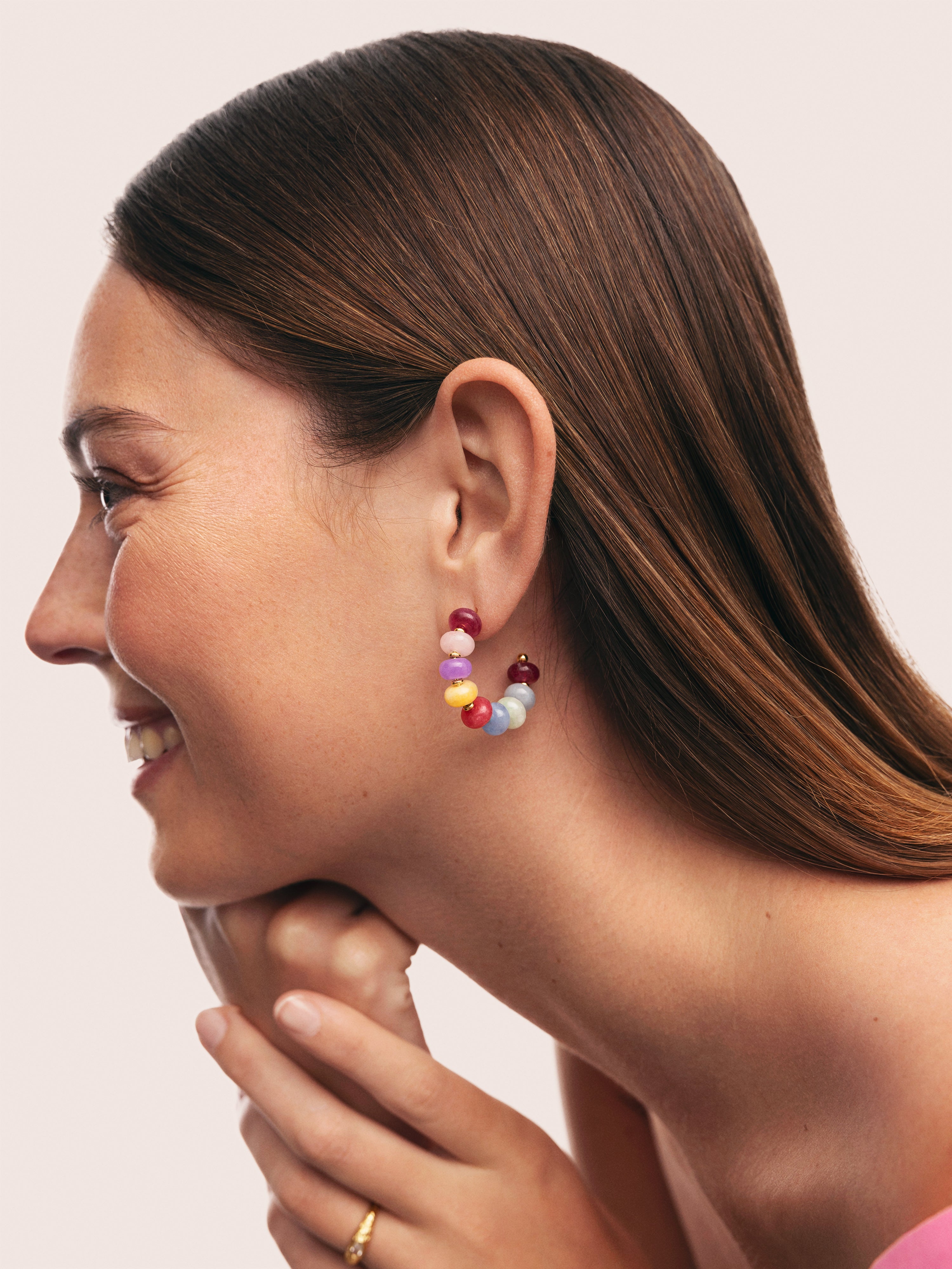 Pendientes Color Stones Acero Baño Oro