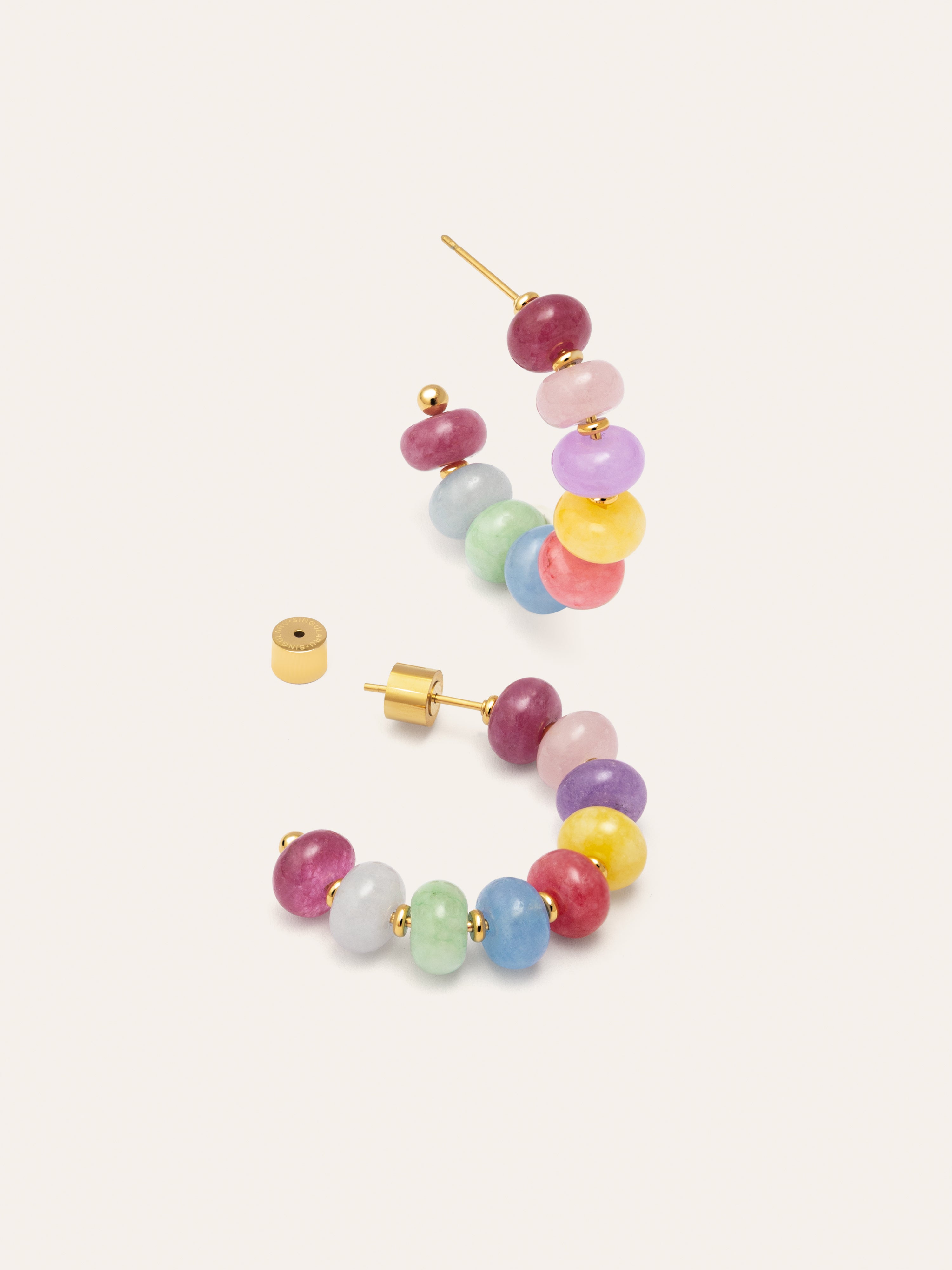 Pendientes Color Stones Acero Baño Oro