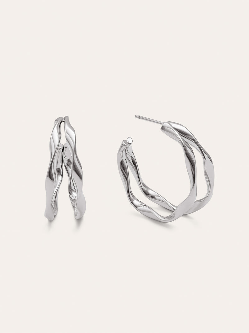 Pendientes Doble Organic River Acero