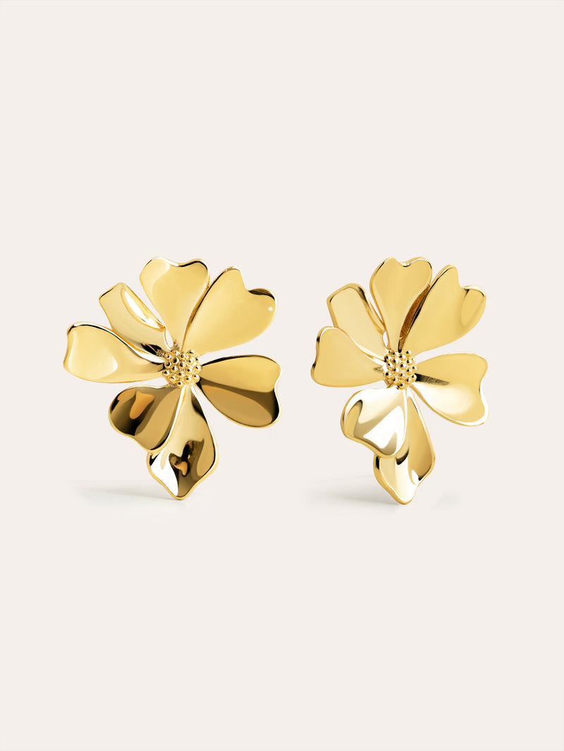 Brincos Flower Spring Banho de Ouro